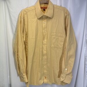 Sette Ponti Shirt Mens L Yellow Plaid 100% Cotton Long Sleeve Button Down Preppy